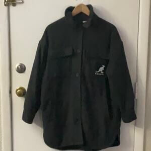 Kangol X H&M Shacket S Oversized Shirt Jacket Quilted Lining Dark Grey Unisex
